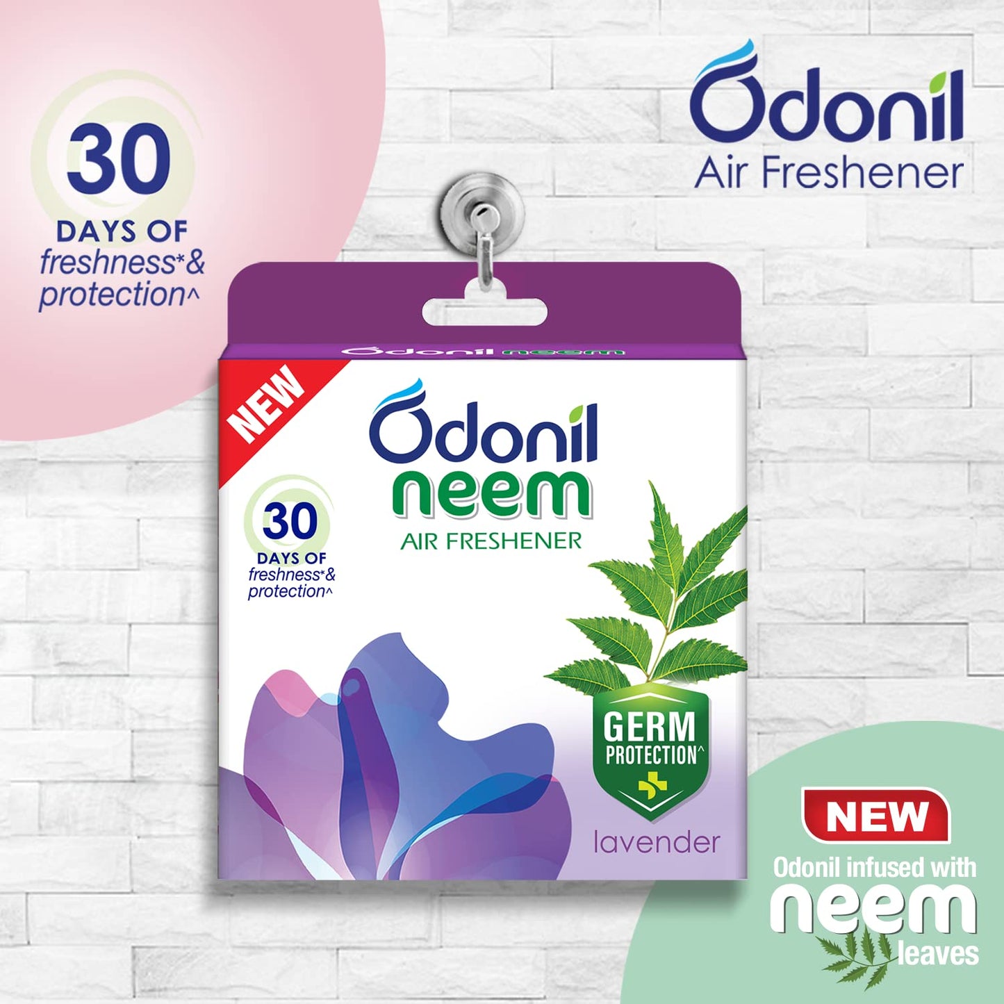 Odonil Bathroom & Toilet Air Freshener Neem Mixed Fragrance Blocks - 192g (48g, Pack of 4) | Fragrances- Jasmine, Lavender, Orchid, Rose| Long Lasting Fragrance | Lasts upto 30 days | Germ Protection