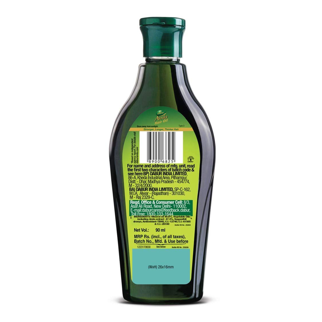 Dabur Amla Hair Oil - for Strong , Long and Thick Hair - 90ml Pack of 5