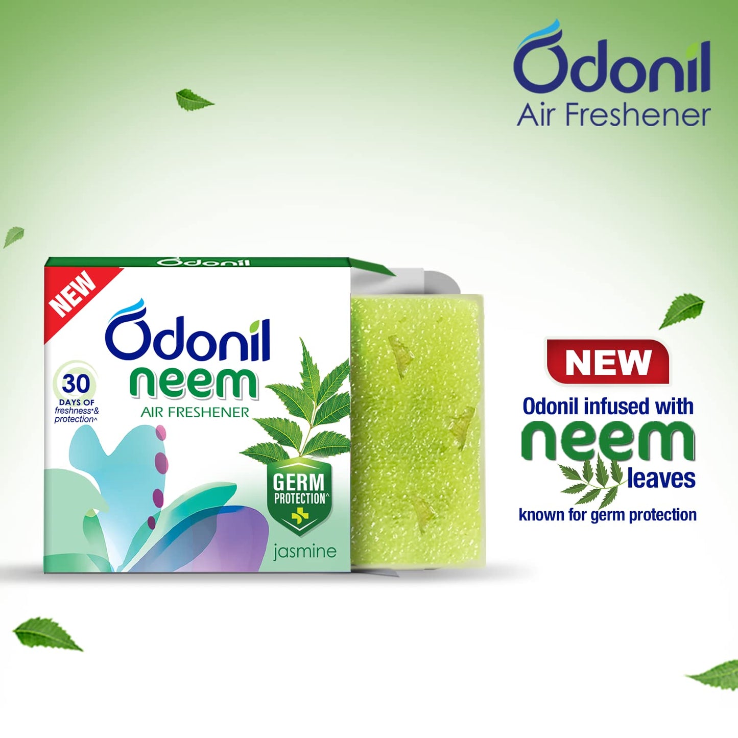 Odonil Bathroom & Toilet Air Freshener Neem Mixed Fragrance Blocks - 192g (48g, Pack of 4) | Fragrances- Jasmine, Lavender, Orchid, Rose| Long Lasting Fragrance | Lasts upto 30 days | Germ Protection