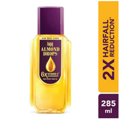 Bajaj Almond Drops Almond Oil 6X Vitamin E Nourishment Non Sticky Hair Oil For Hair Fall Control