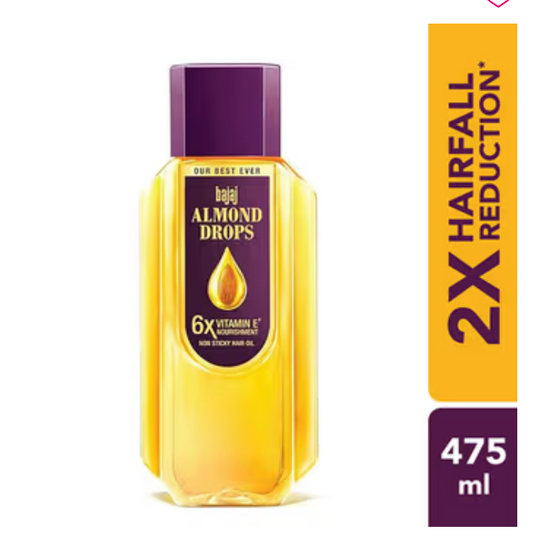 Bajaj Almond Drops Almond Oil 6X Vitamin E Nourishment Non Sticky Hair Oil For Hair Fall Control
