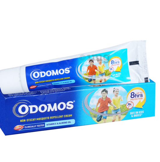 Odomos Non-Sticky Mosquito Repellent Cream with Vitamin E & Almond Oil