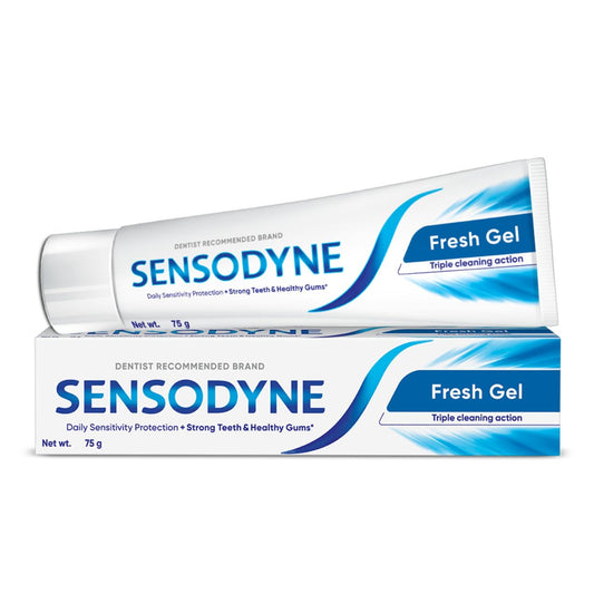 Sensodyne Toothpaste: Fresh Gel Sensitivity Relief Toothpaste for everyday cool freshness,Dentist Recommended Brand, 75gm Pack of 2