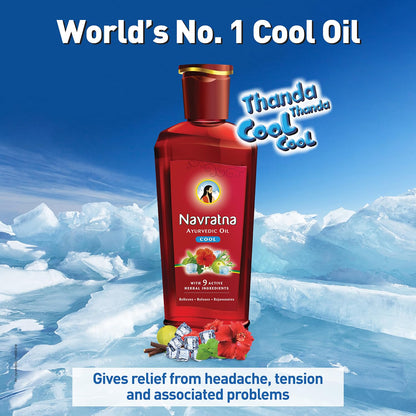 Navratna Ayurvedic Cool Hair Oil with 9 Active Herbal Ingredients 90 ml